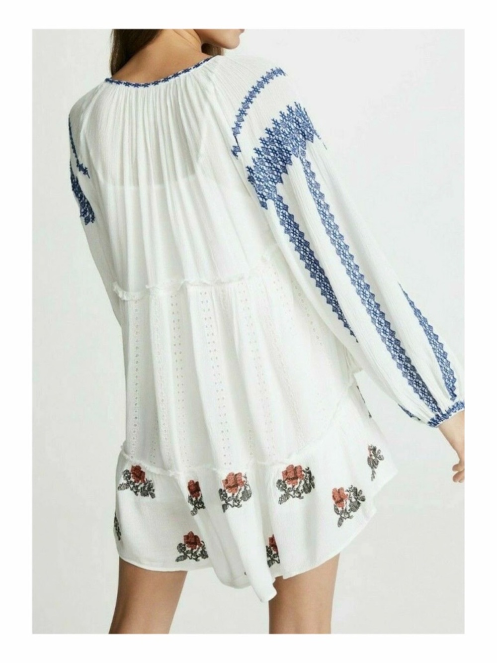 Free People Wild Horses Boho White Embroidered Mini Dress - Picture 5 of 16